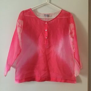 JULIET DUNN London Pink Ethereal Whisper Thin Woven Silk Blouse 1